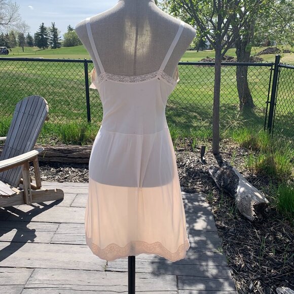 Vintage Babydoll Midi Slip Dress Satin Lace Trim Boho Lingerie - Picture 12 of 16